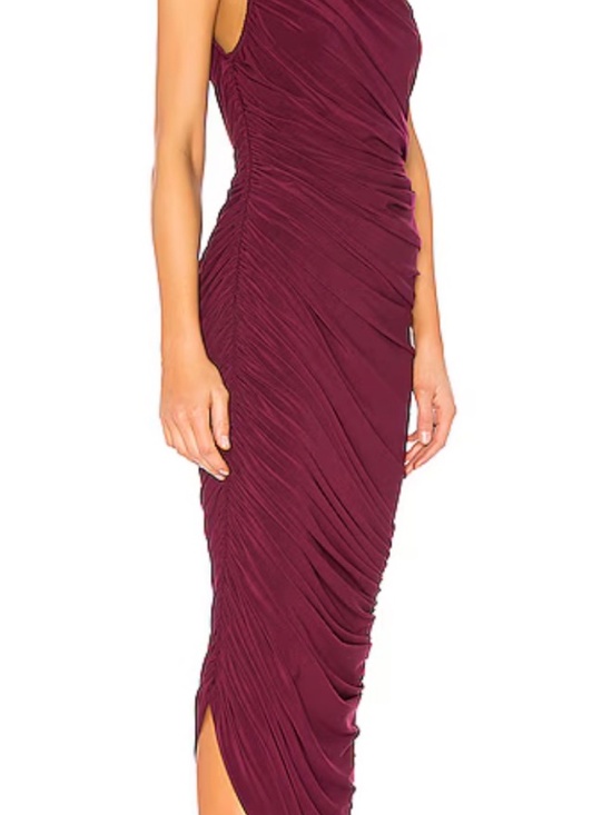 Norma Kamali Dresses & Skirts - Norma Kamali One-Shoulder Ruched Midi Dress in Burgundy
